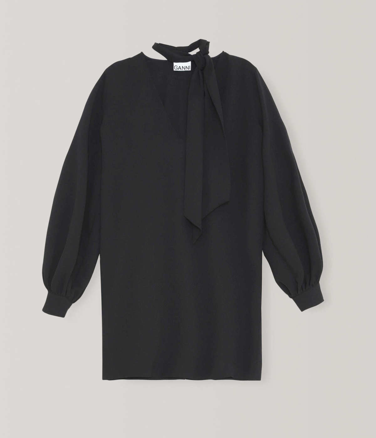 Ganni Recycled Heavy Crepe Kjole Sort