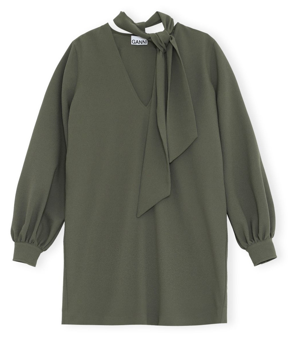 Ganni Recycled Heavy Crepe Kjole Grønn