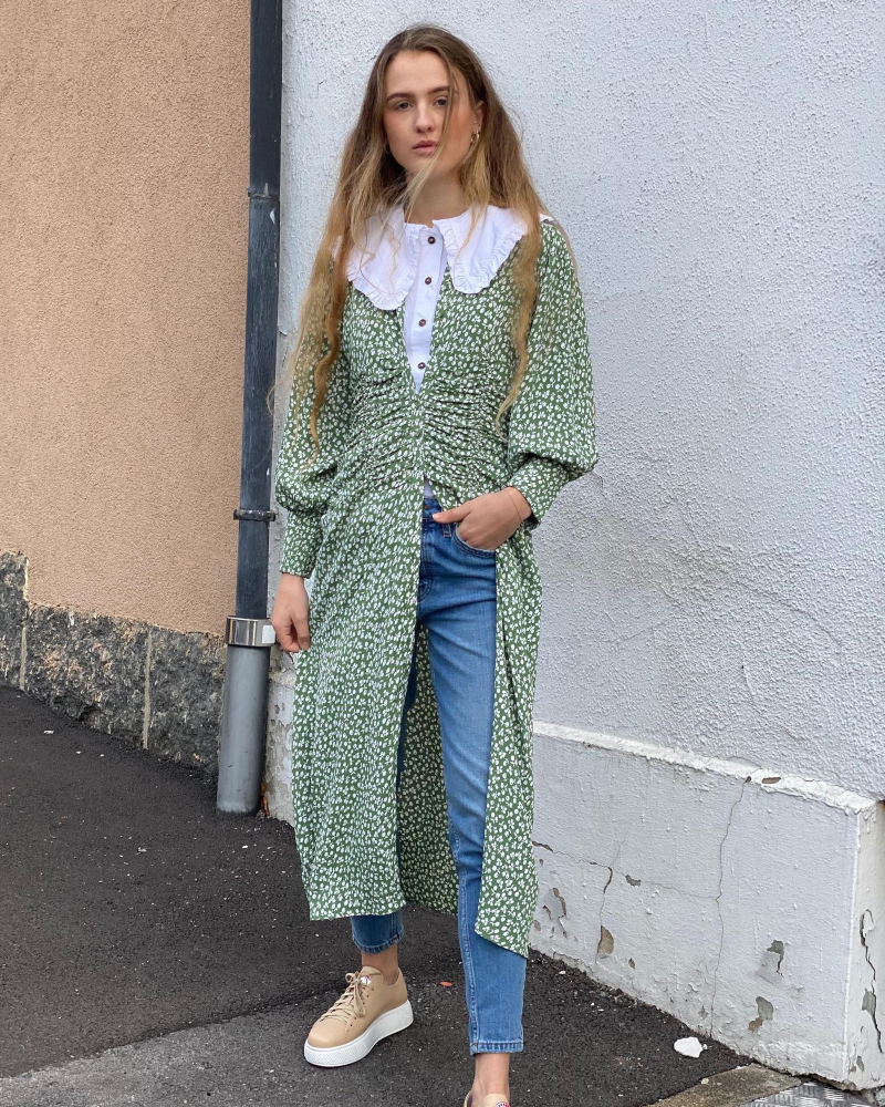 by TiMo Autumn Ruching Midi Kjole Grønn