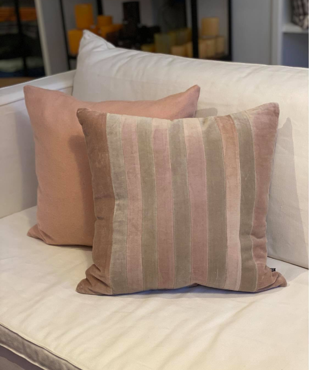 HK Living Striped Velvet Pute Beige Silver 45x45
