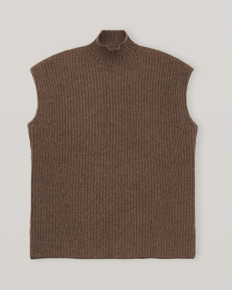 GANNI Rib Knit Vest Fossil
