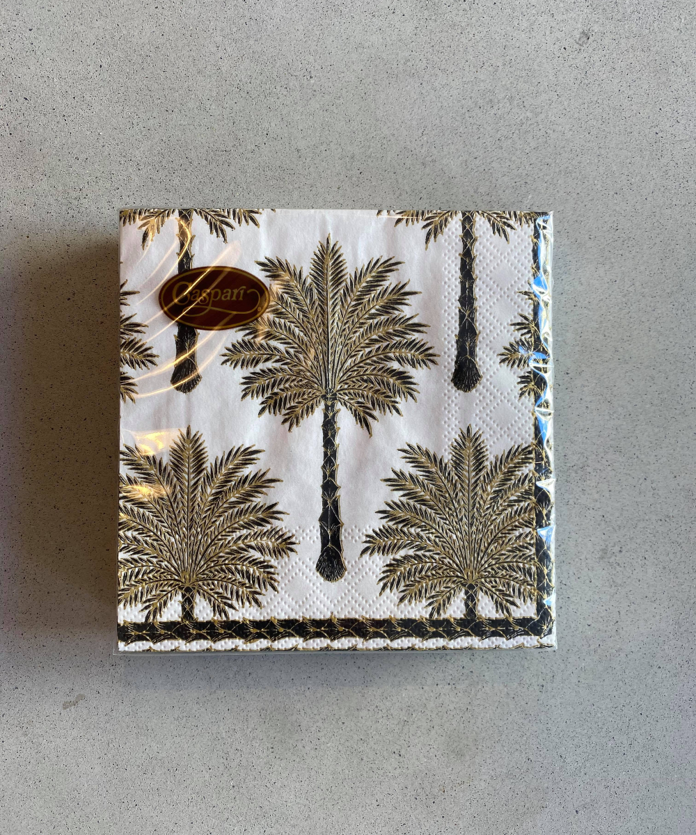 Caspari Servietter Kaffe Grand Palms Sort