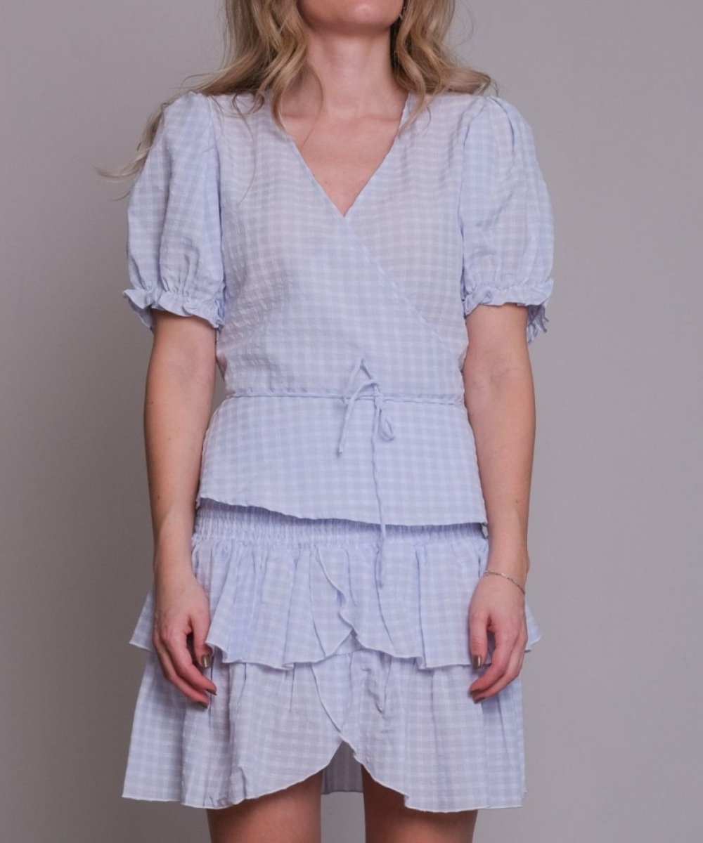Neo Noir Fana Cute Check Omslagsbluse Blå