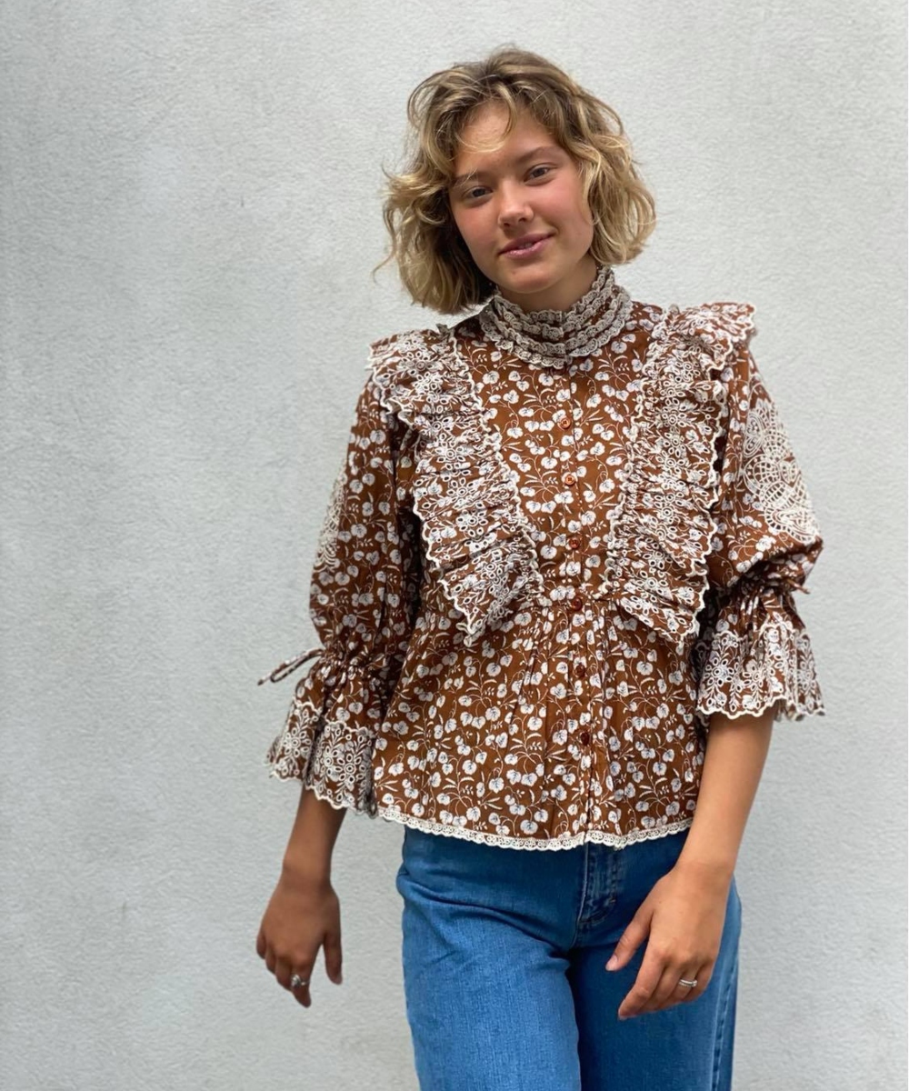 by TiMo Cotton Slub Bluse Leaves