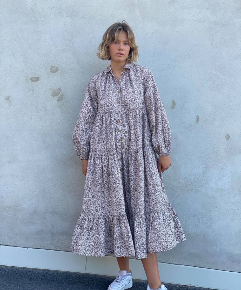by TiMo 50's Cotton Button Down Dress Petite Flowers