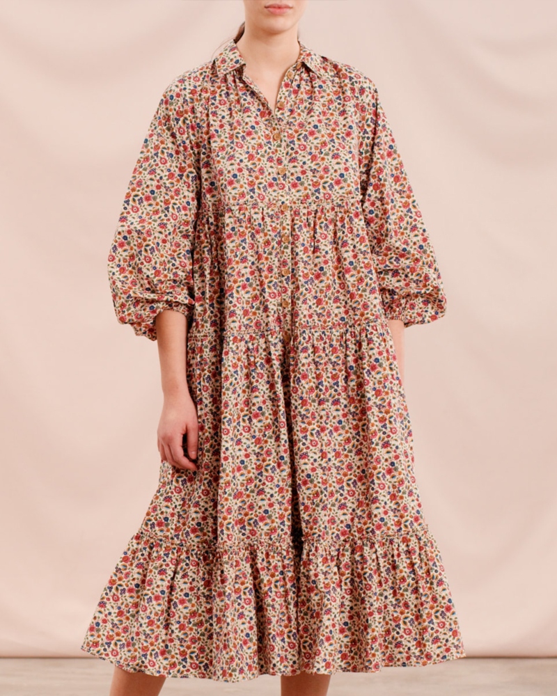 by TiMo 50's Cotton Button Down Kjole Poppy