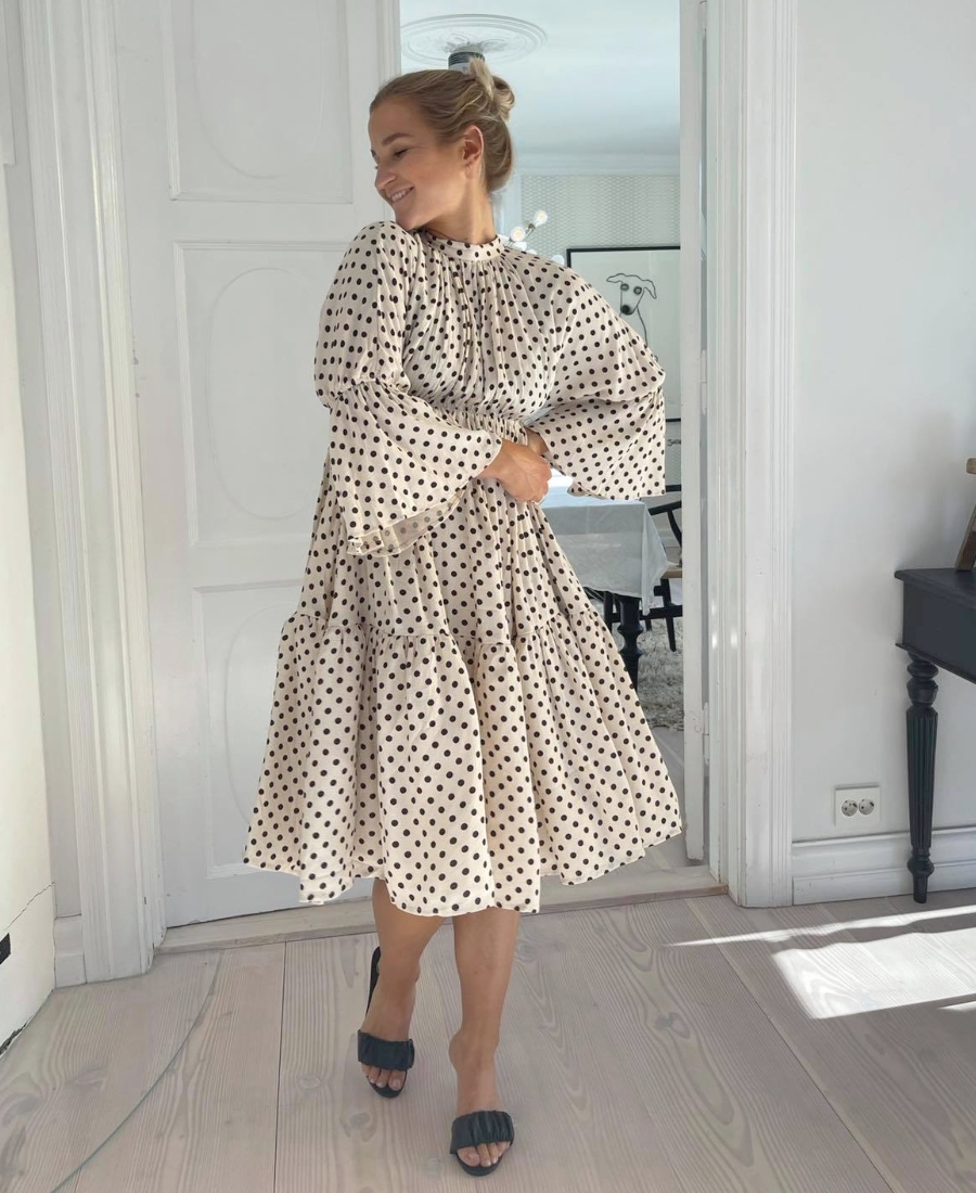 by TiMo Bubble Viscose Flounce Kjole Dots Offwhite