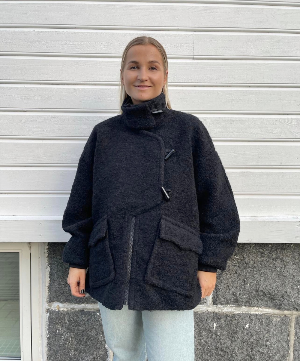 GANNI Resirkulert Teddy Jakke Sort