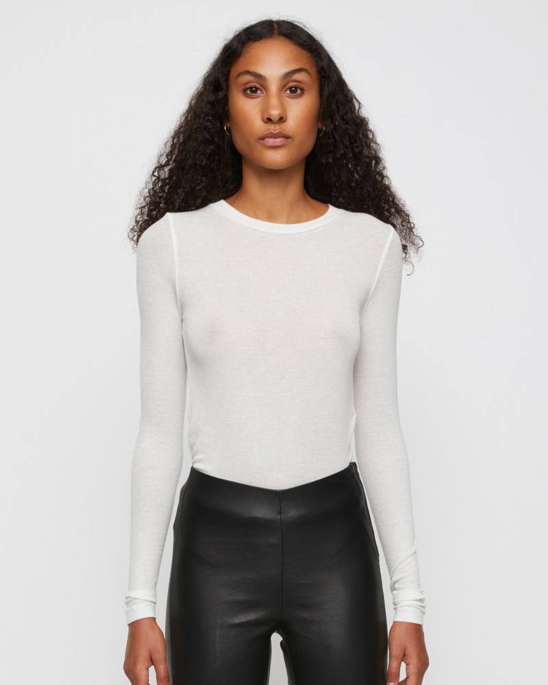 JUST Female Millie ls O-neck Genser Offwhite