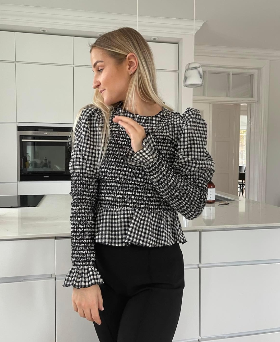 NOTES du Nord Amber Bluse Noir Check Sort