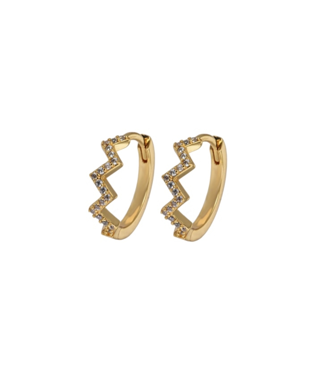 Emilia by Bon Dep Zigzag Hoops Øreringer M Hvit