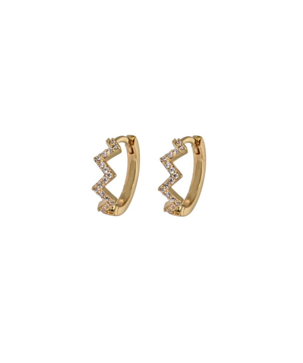 Emilia by Bon Dep Zigzag Hoops Øreringer S Hvit