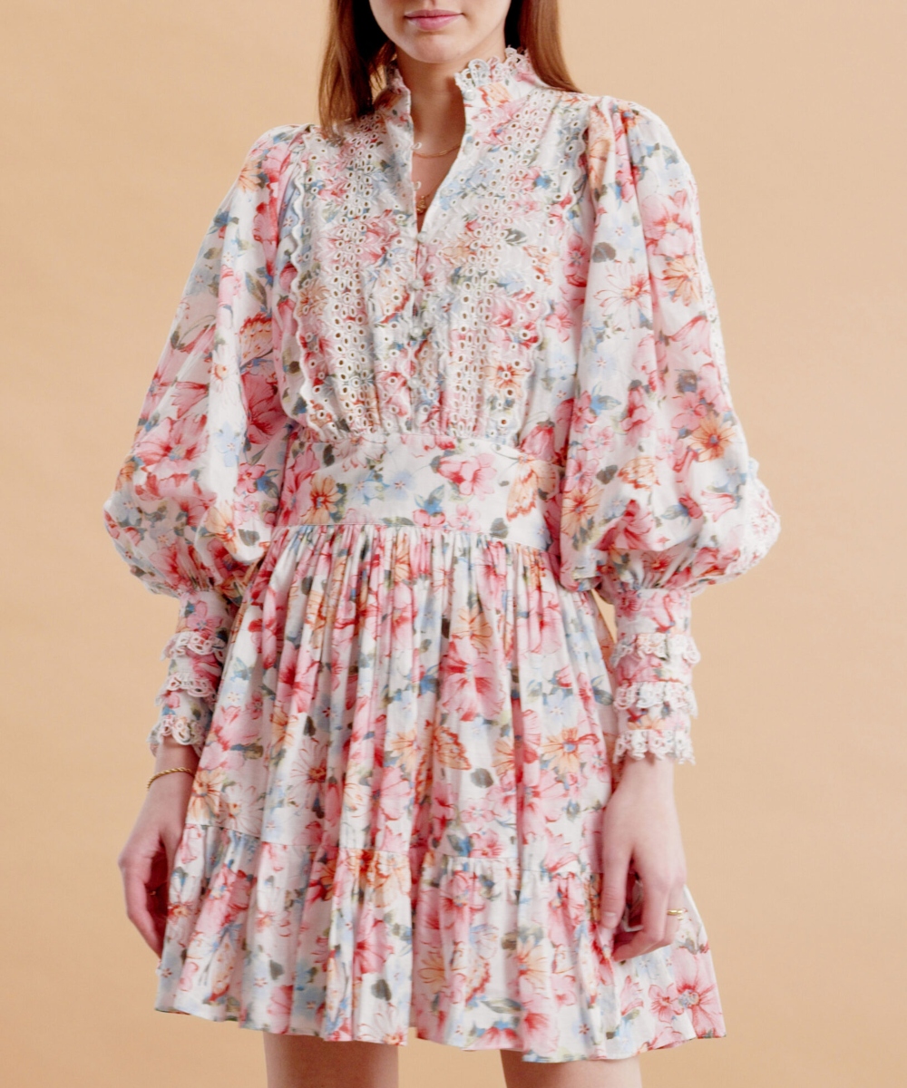 by TiMo Cotton Slub Mini Kjole Butterfly Field
