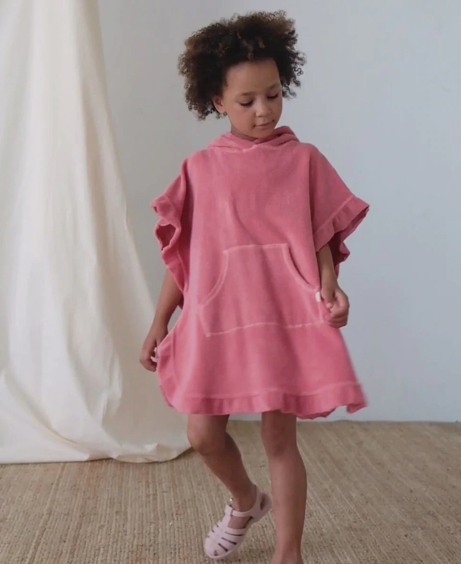 My Little Cozmo Beachgirl Hooded Ruffle Poncho Coral Swim