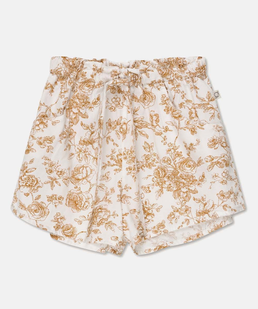 My Little Cozmo Magnolia Cotton Floral Shorts Ivory Oil