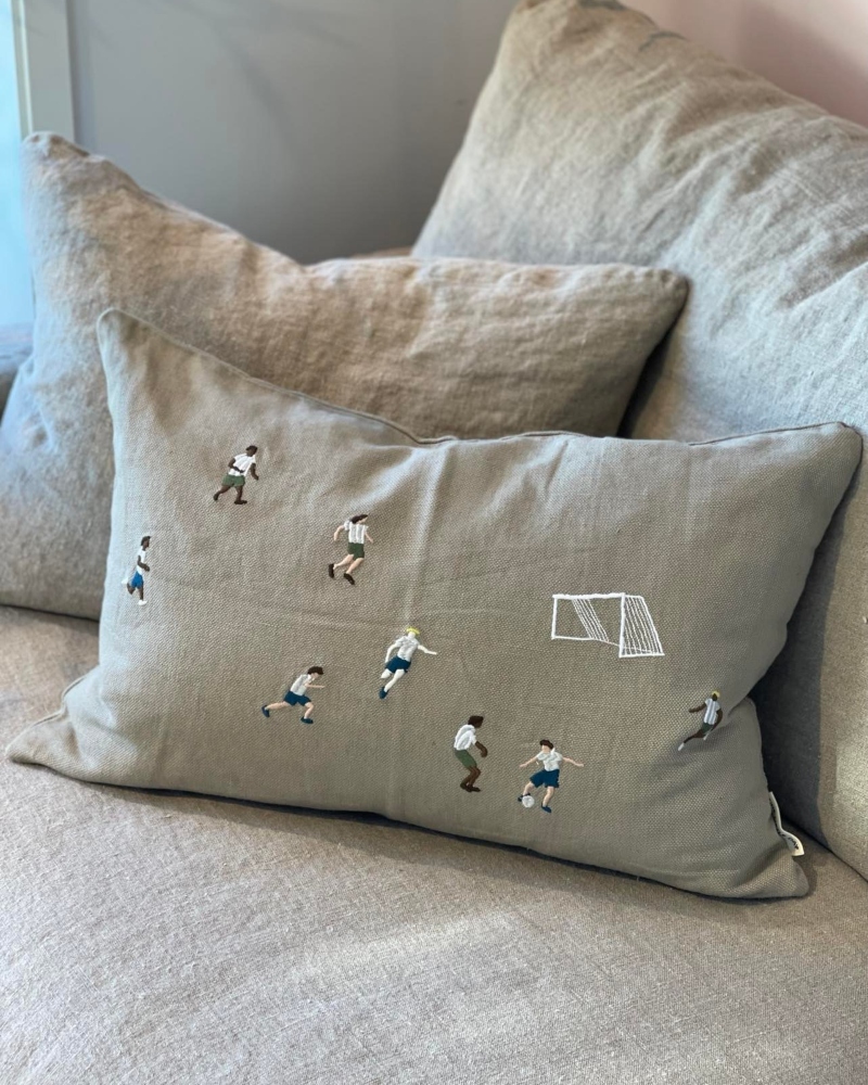 Fine Little Day Soccer Embroided Pute 40x60