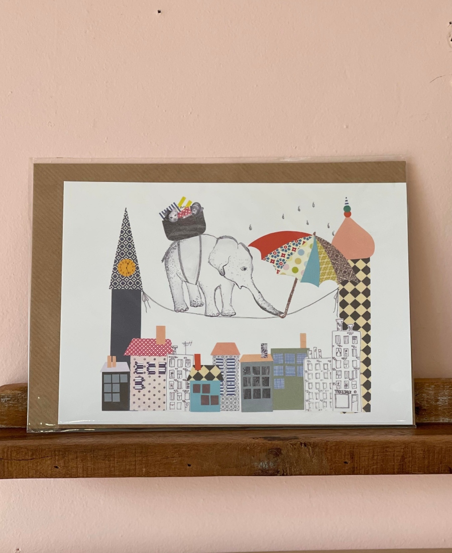 Tex & Jack Sirkus Elefant Kort 21x15