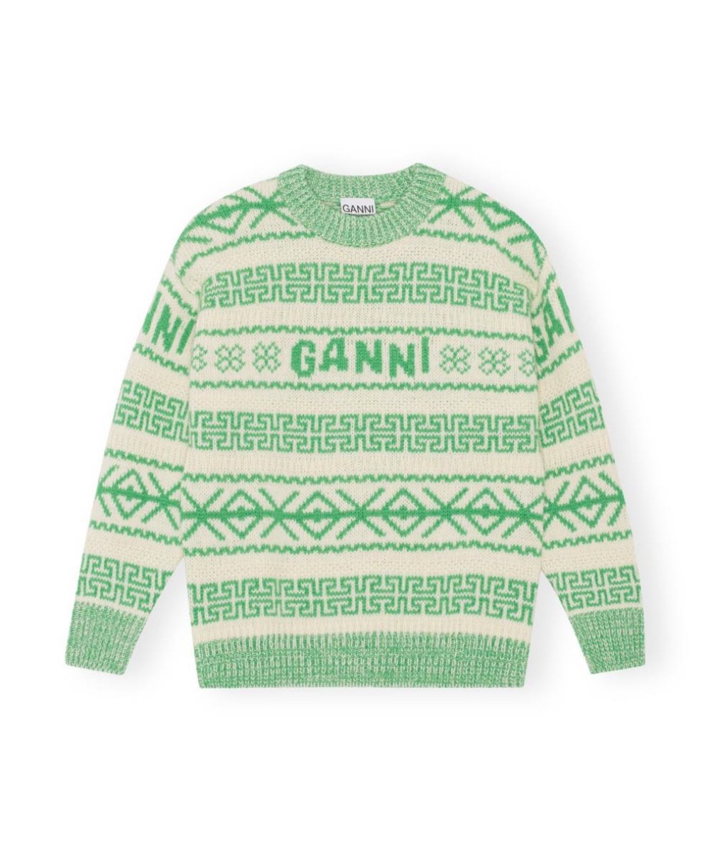 GANNI Pullover Genser Egret Green