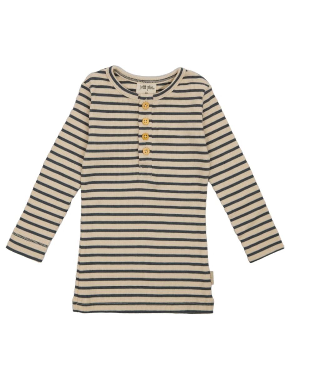 Petit Piao Modal Striped Genser Offwhite Blue