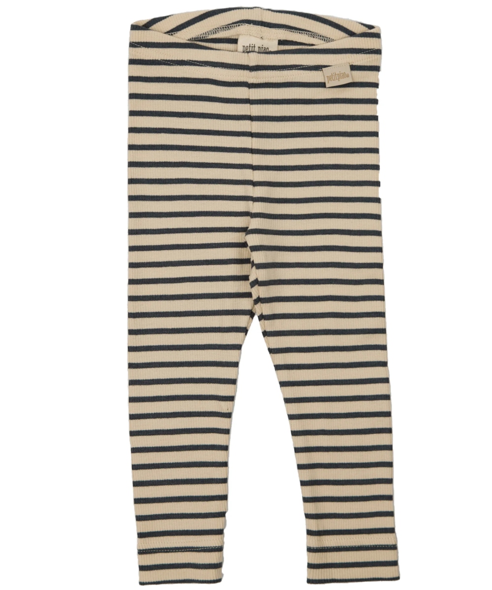 Petit Piao Modal Striped Leggings Offwhite Blue