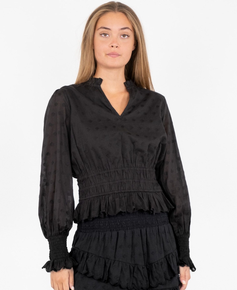 Neo Noir Lilja Dot Bluse Sort