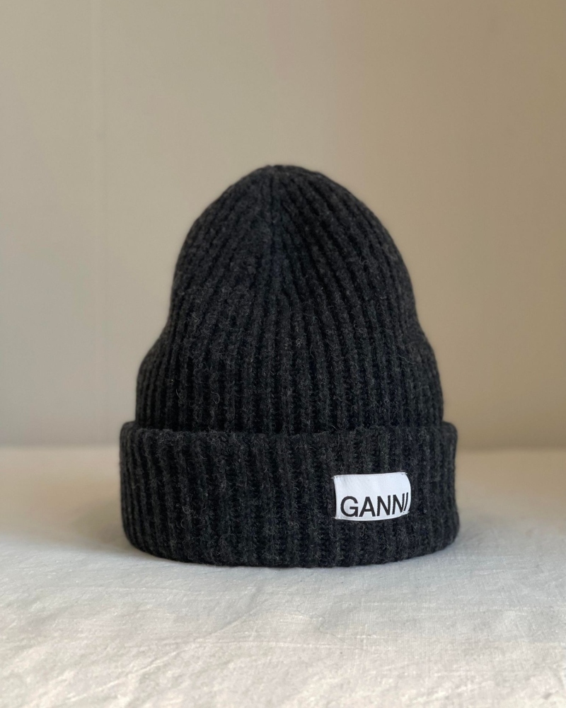 GANNI Structured Rib Beanie Lue Phantom
