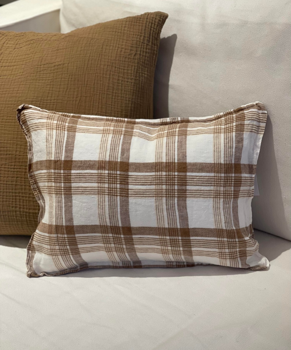 Linge Particulier Pute Caramel Checks 30x40