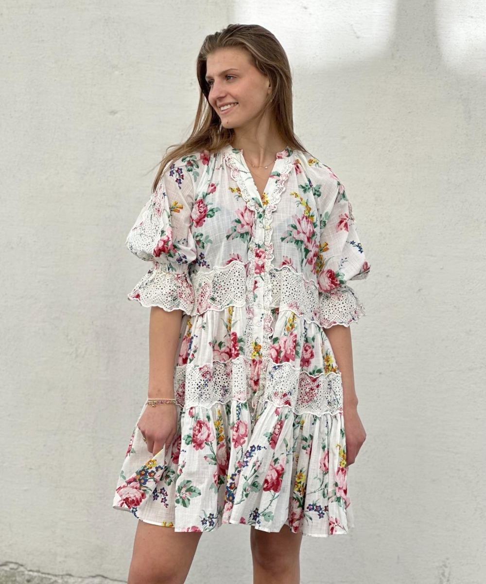 by TiMo Cotton Slub Relaxed Kjole Rose Bouquet