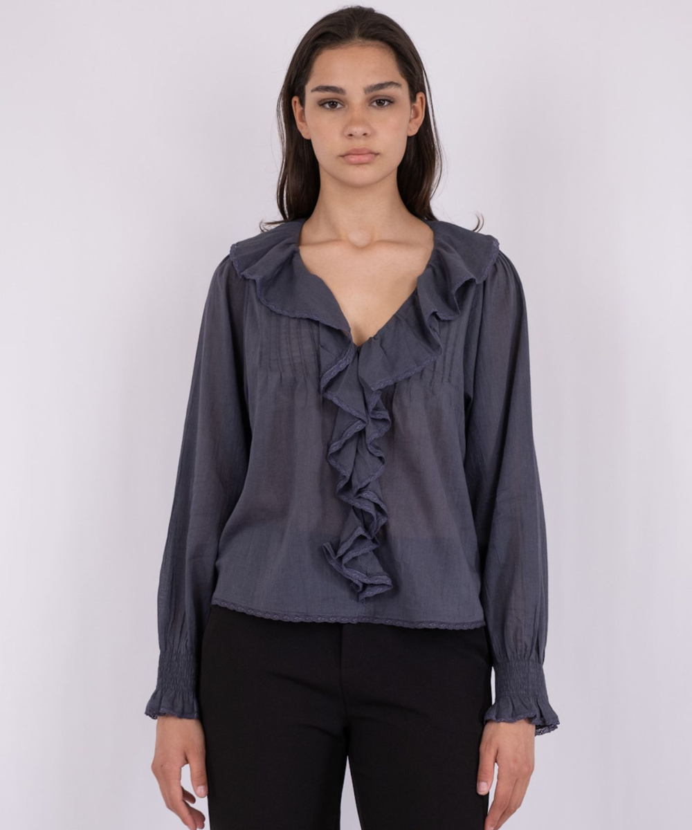 Neo Noir Lima S Voile Bluse Dark Grey