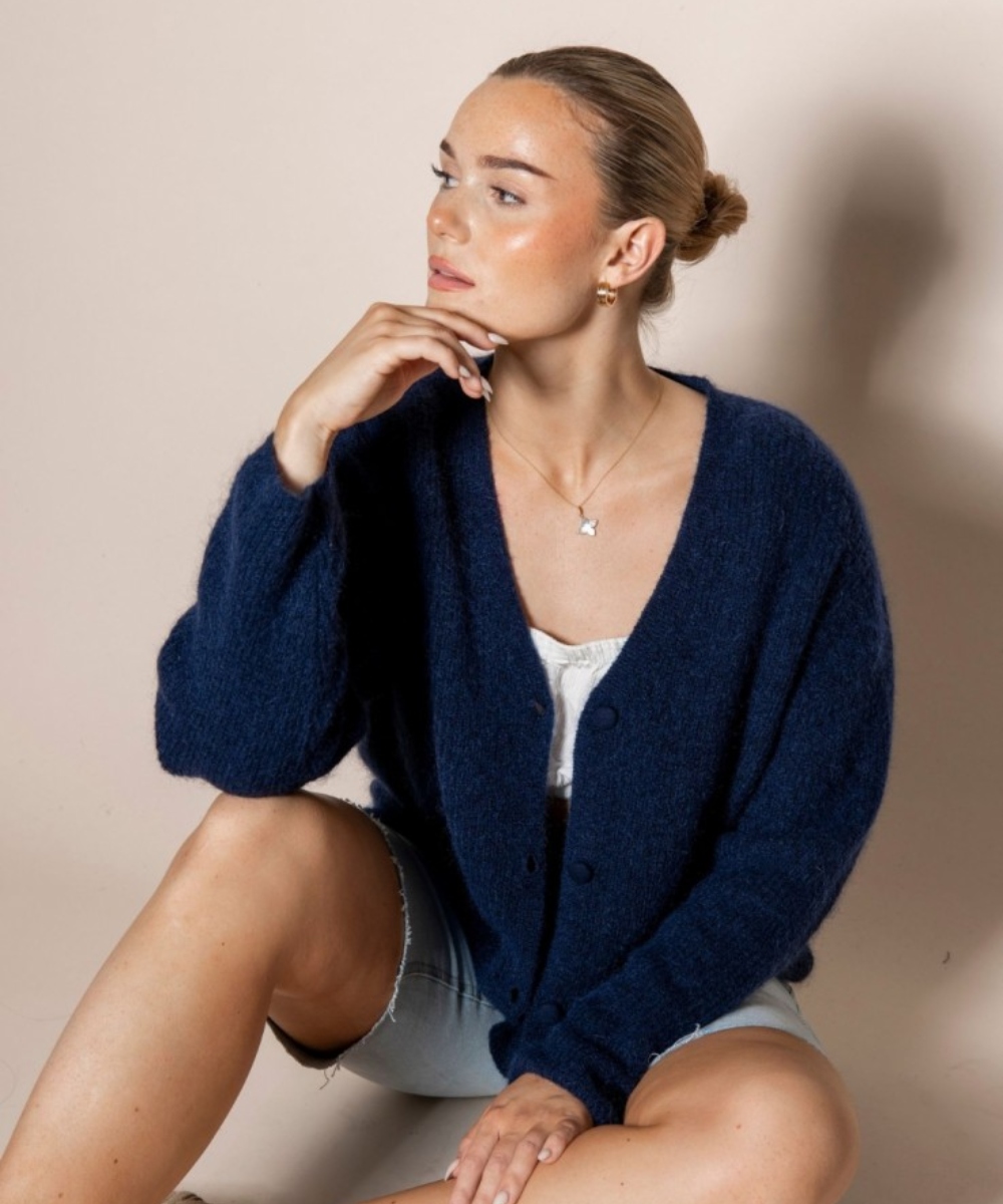MISSMAYA Malene Mohair Cardigan Navy