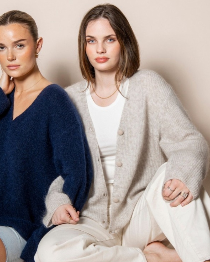 MISSMAYA Malene Mohair Cardigan Soft Beige