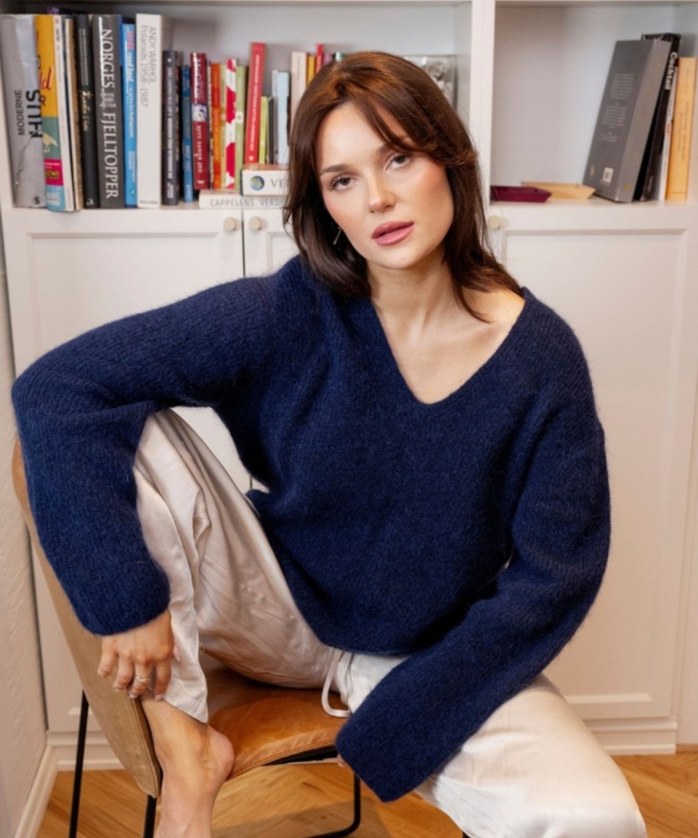 MISSMAYA Iben Mohair Genser Navy