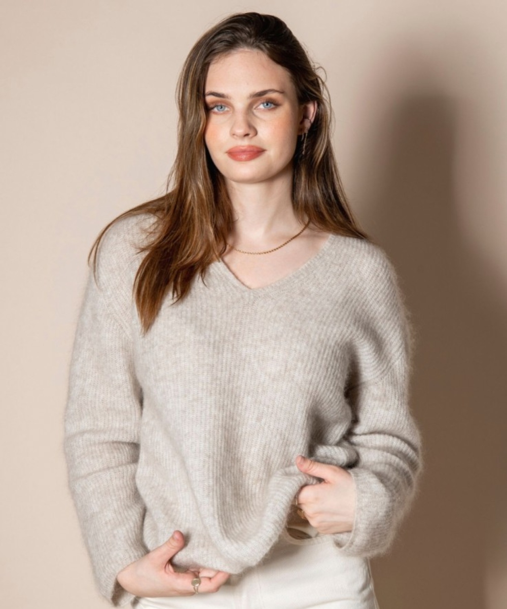 MISSMAYA Iben Mohair Genser Soft Beige