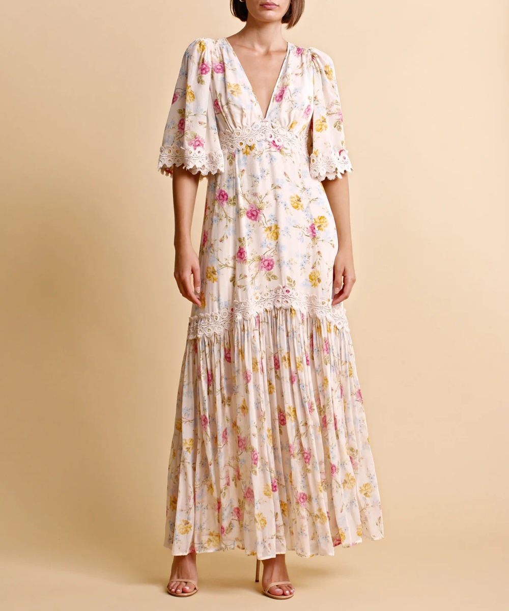 by TiMo Satin Embroidery Kjole Daylight Roses