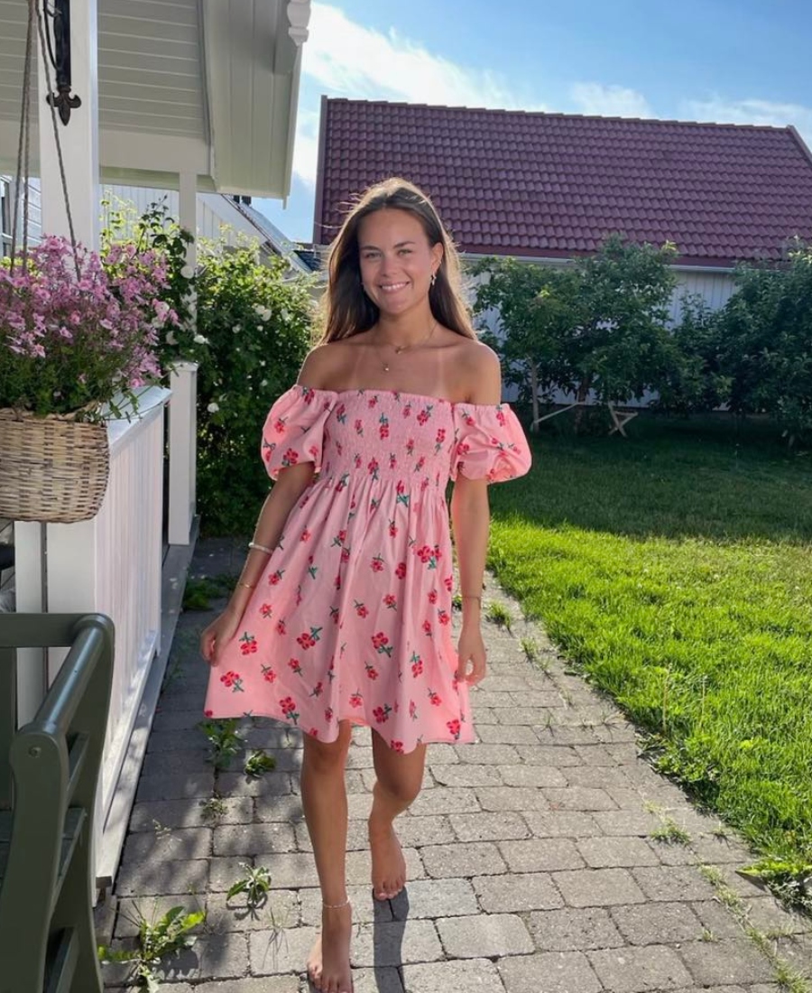 BY IDA Maren Short Kjole Rosa Blomster