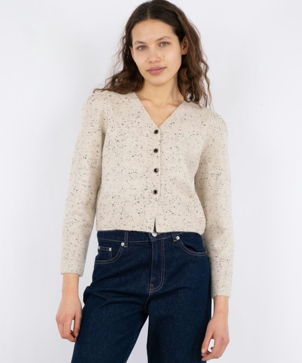Neo Noir Hunter Multi Knit Cardigan Beige Melange