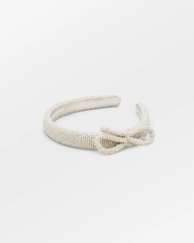 Becksöndergaard Bow Slim Beaded Hårbøyle Offwhite