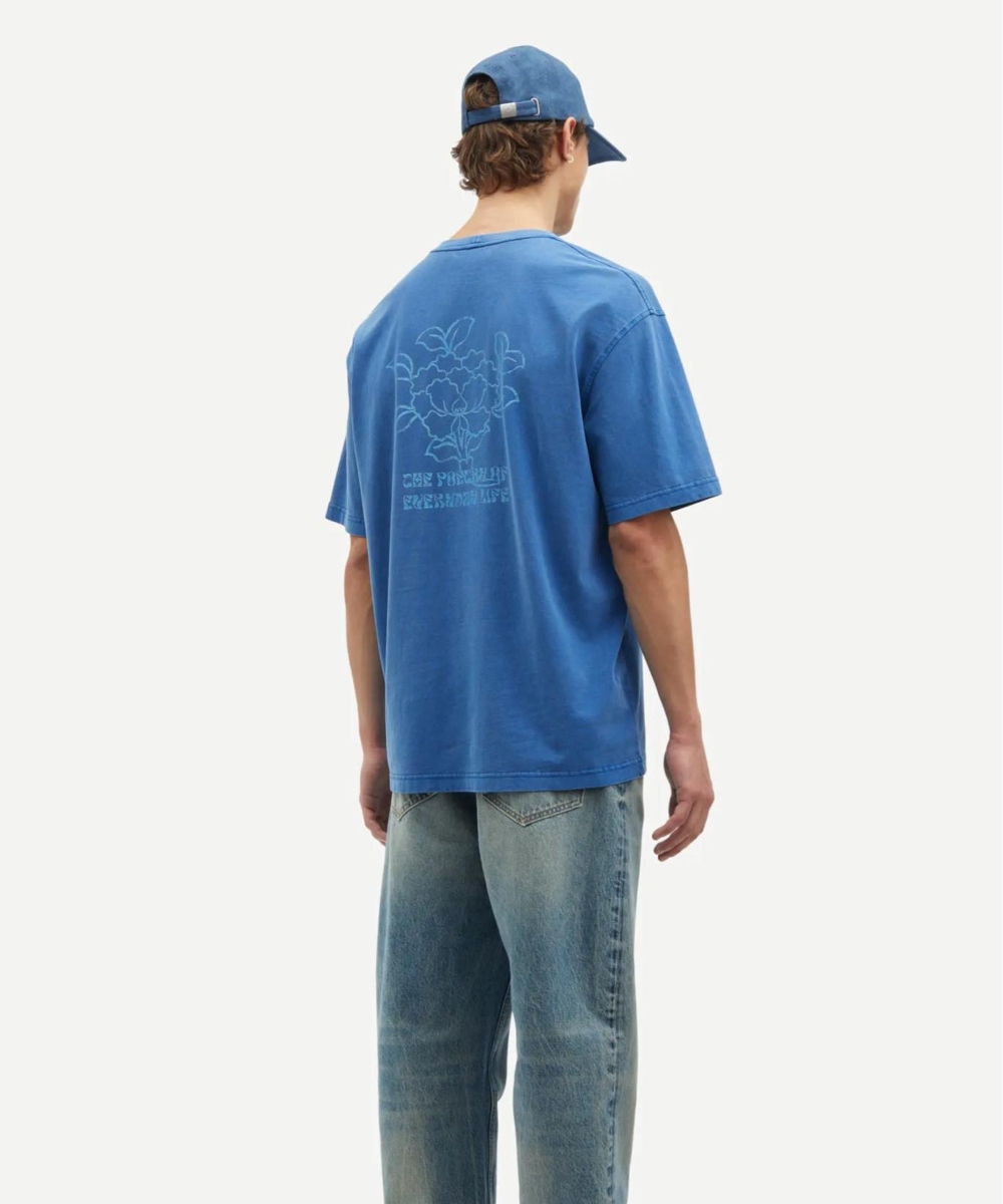 Samsøe & Samsøe Sapoetry Unisex T-skjorte True Navy Lotus - Bilde 3