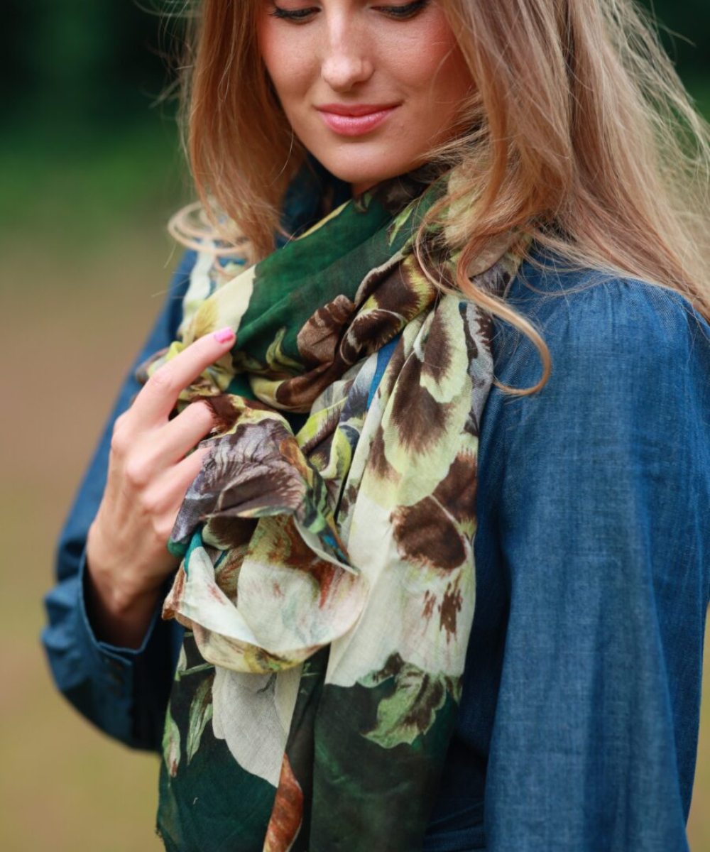 Nectar Skjerf Cashmere Pancy Flower