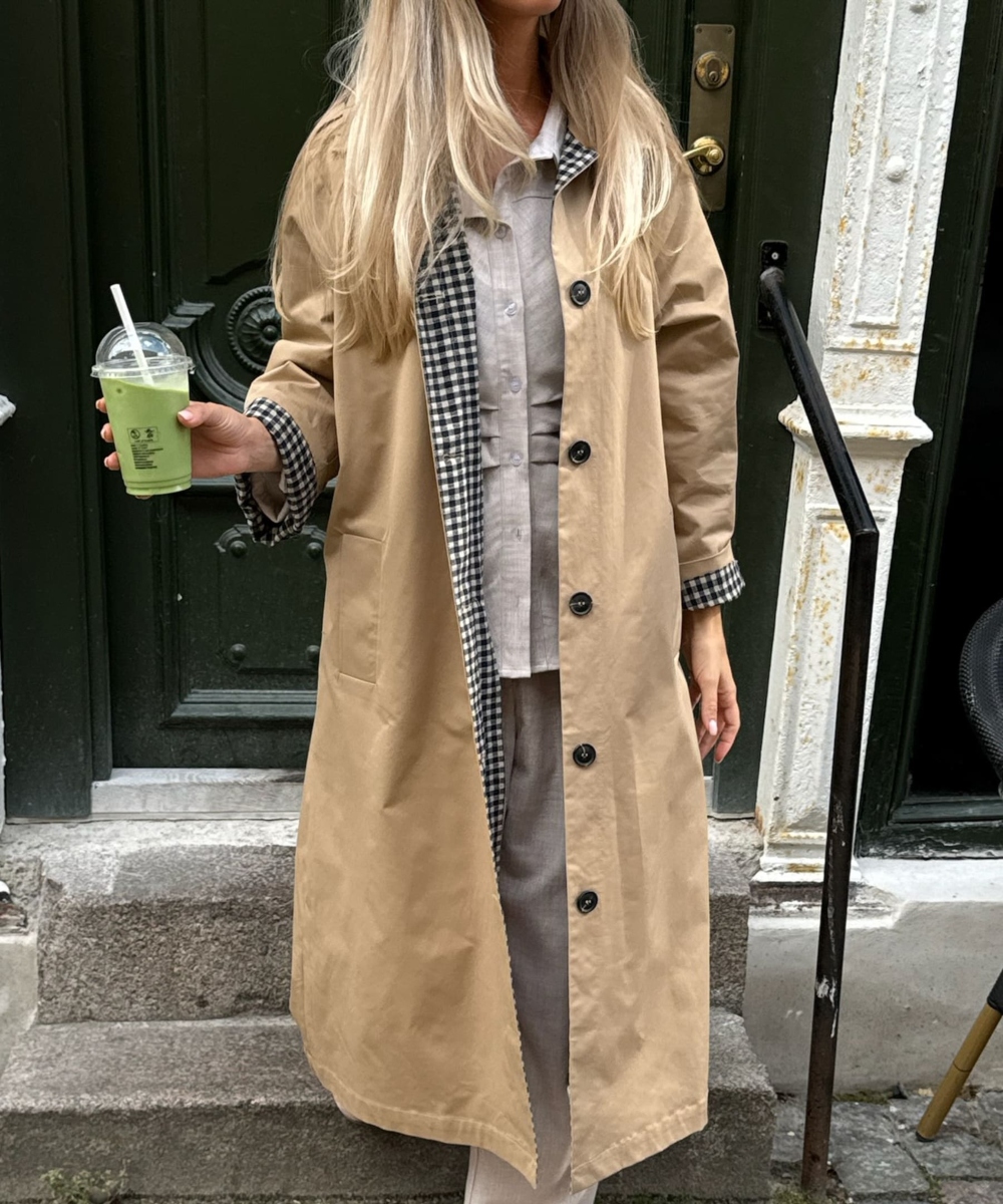 BYIC Viola Trenchcoat Beige W. Checks - Bilde 4