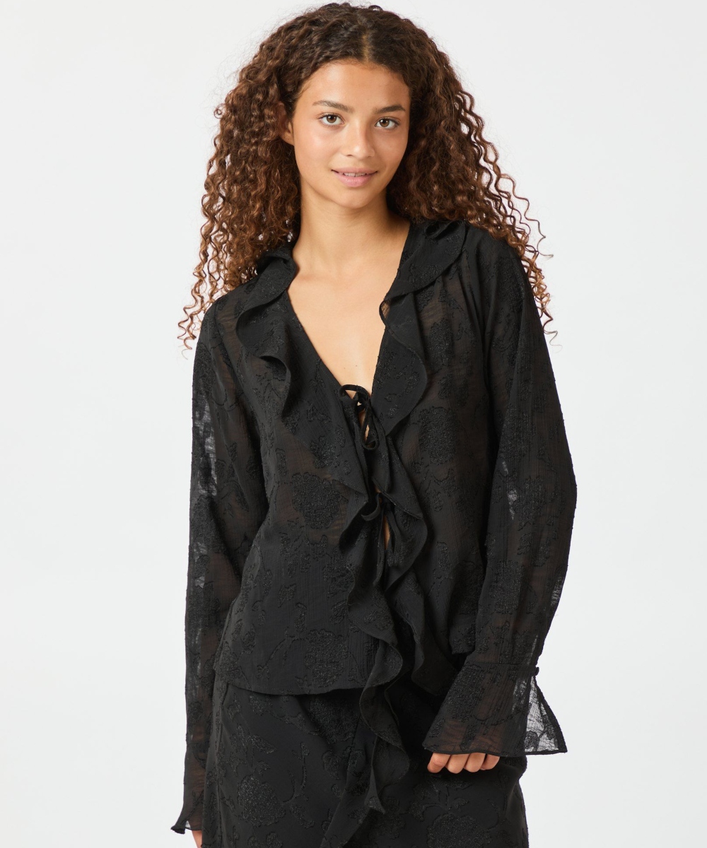 Neo Noir Anika Burnout Bluse Sort