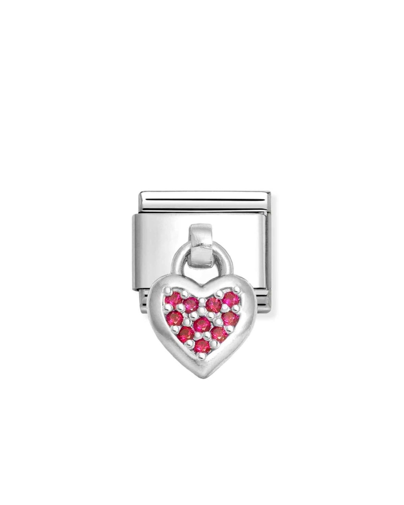 NOMINATION Charm Links Hjerte Sten Sølv Rød