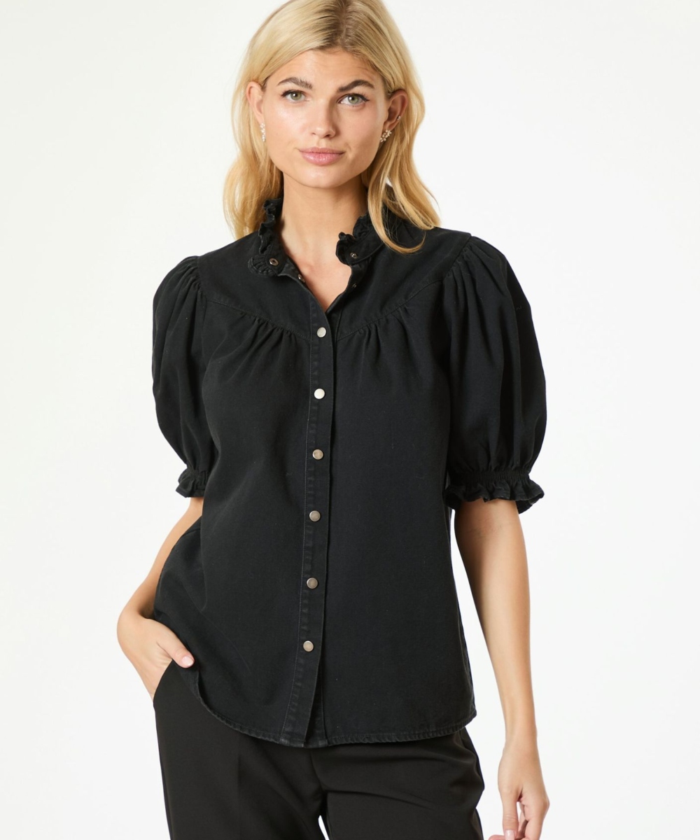 Neo Noir Avalon Denim Bluse Sort - Bilde 3
