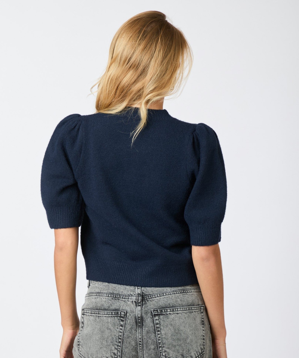 Neo Noir Trudy Embroidery Knit Cardigan Navy - Bilde 3