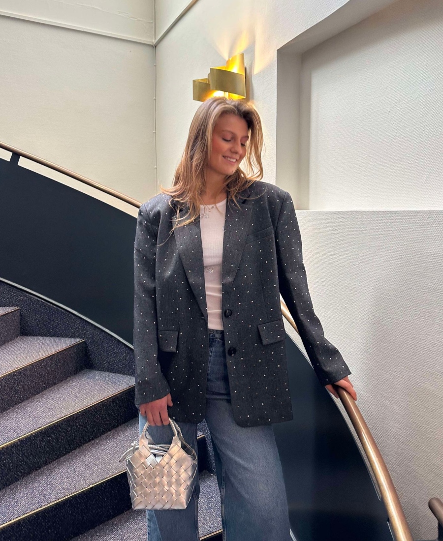 Stella Nova Rhinestone Blazer Grå
