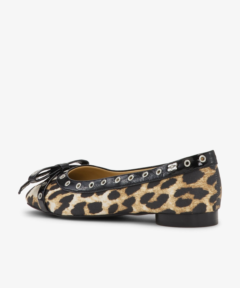 GANNI Eyelet Bow Ballerina Sko Leopard - Bilde 2