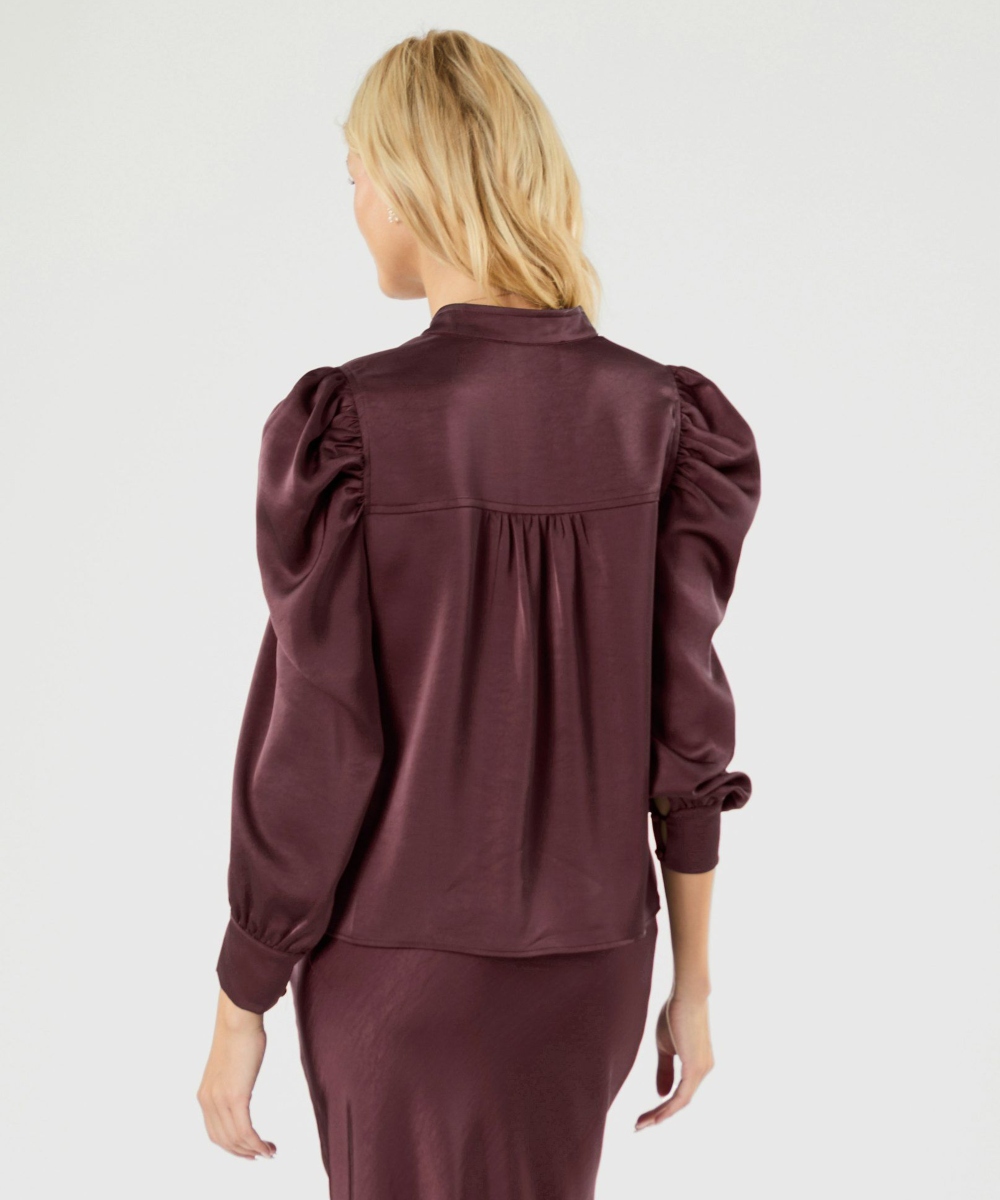 Neo Noir Rosslyn Heavy Sateen Bluse Burgunder - Bilde 2