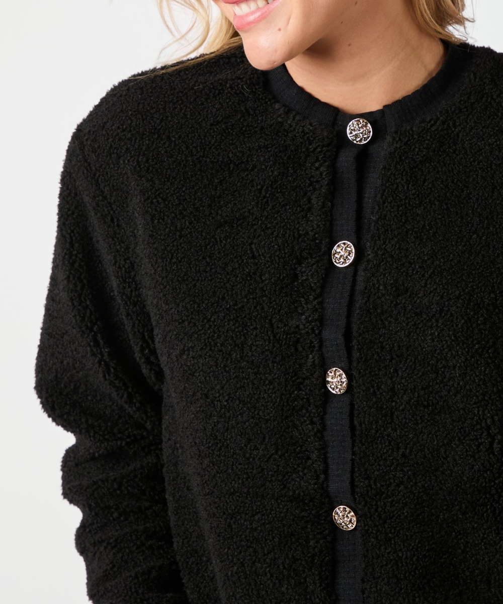 Neo Noir Limo Fluffy Knit Cardigan Sort - Bilde 2