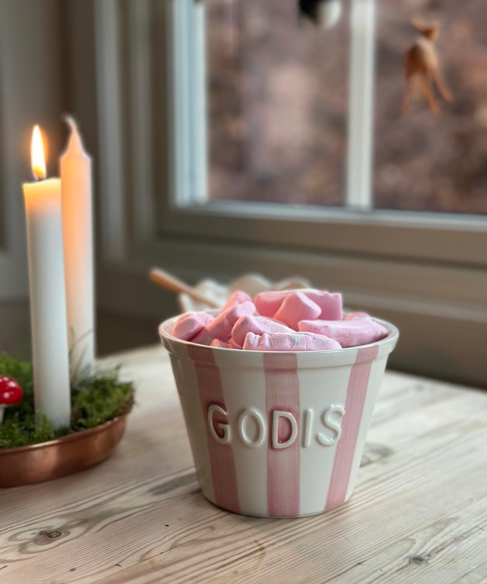 Bruka Design Godis Skål Striper Rosa