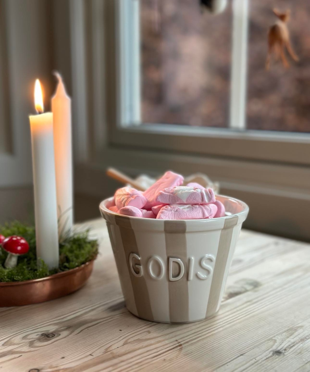 Bruka Design GODIS Skål Striper Hvit Beige